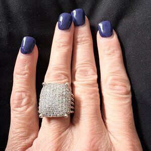 David Yurman Wheaton Ring Sterling Silver 20x16mm w/ 2.06 ct Diamonds, Size 7.5